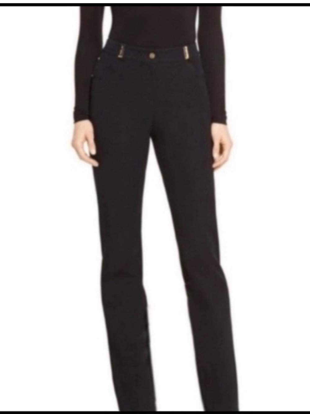 ST. John Sport Pants Size 10 Black Marie Gray Fly Gold Button USA Made